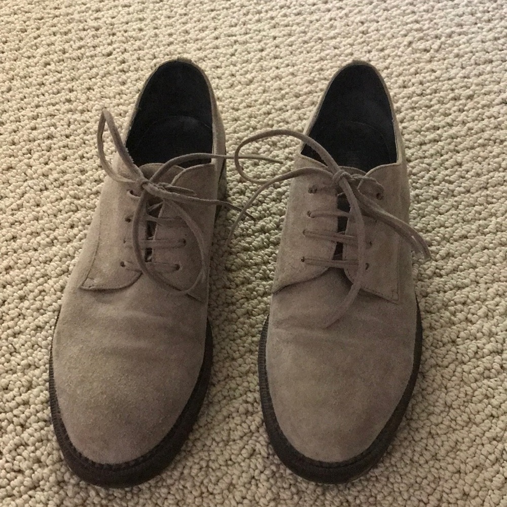 Jeffrey Campbell grey suede lace up Oxford shoes